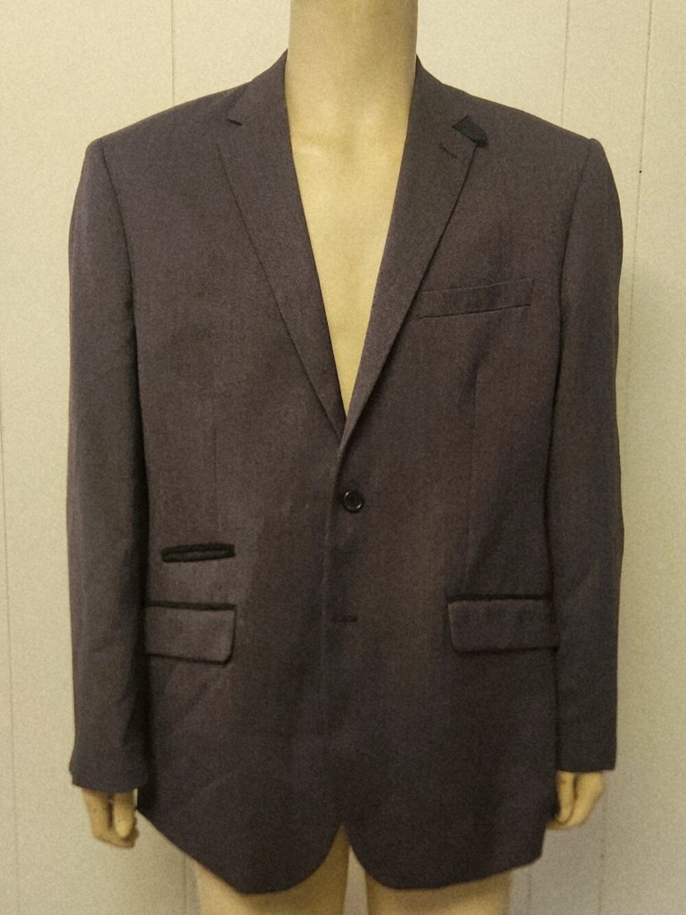 purple sport coat 46R men's herringbone elbow patch